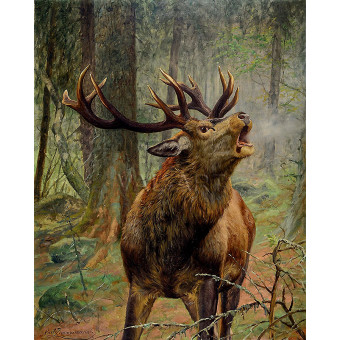 РЕПРОДУКЦИИ НА КАРТИНИ Ревящ елен в гъста гора (1928)